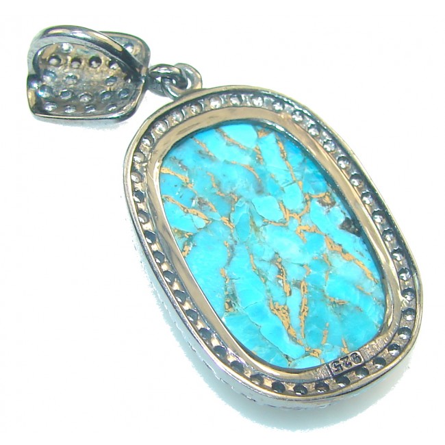 Perfect! Blue Copper Turquoise Sterling Silver Pendant