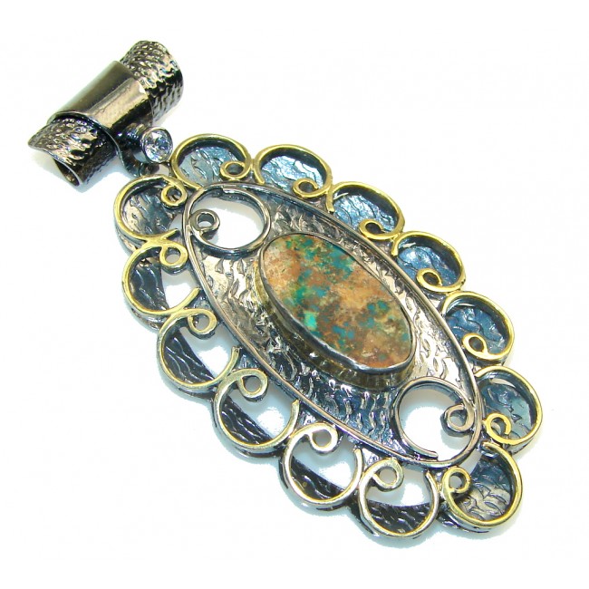 Vintage Style!! Circo Lake Turquoise, Rhodium Plated Sterling Silver Pendant