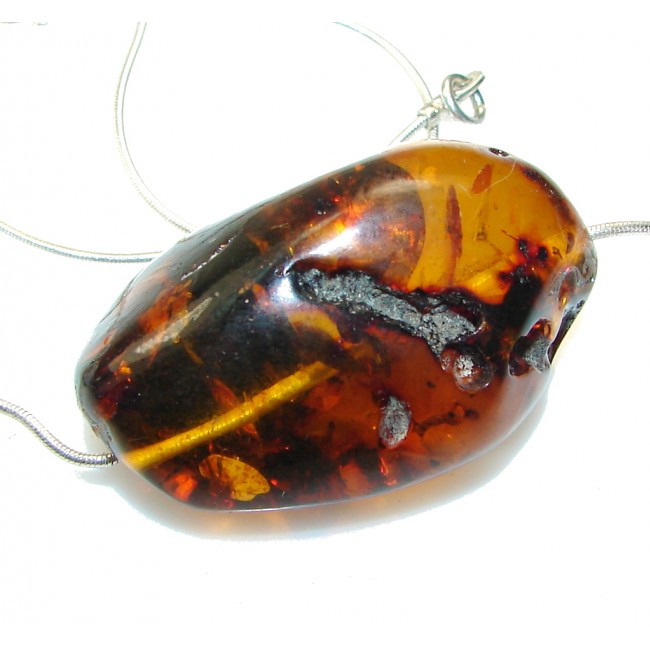 New Design!! Polish Amber Sterling Silver necklace