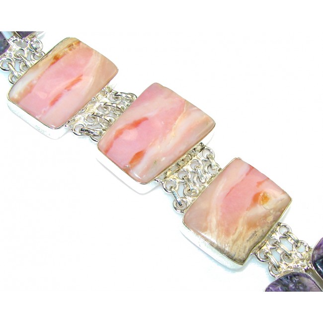 Sensational Light Pink Opal Sterling Silver Bracelet