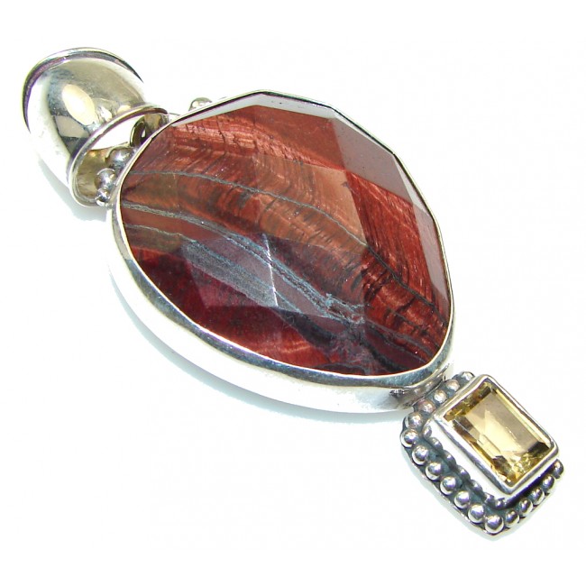 Excellent!! Red Obsidian Sterling Silver Pendant