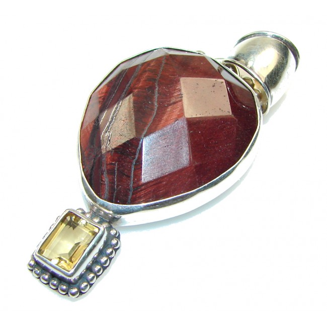 Excellent!! Red Obsidian Sterling Silver Pendant