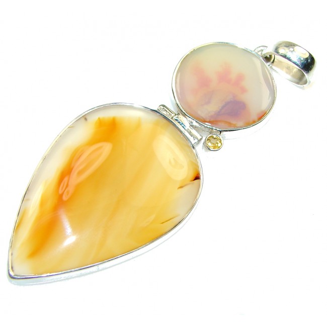 Big! Stylish Brown Moss Agate Sterling Silver pendant