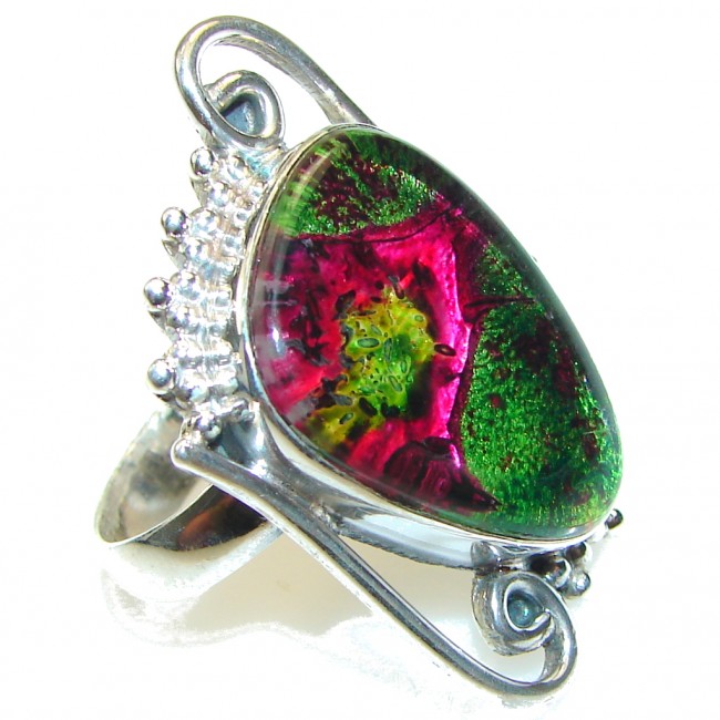 Excellent!! Dichroic Glass Sterling Silver ring s. 10