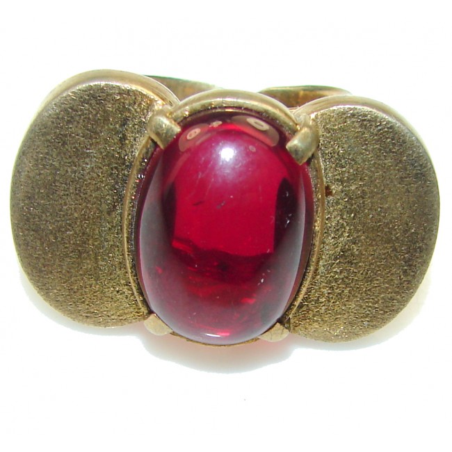 Amazing!! Raspberry Quartz, Gold Plated Sterling Silver ring s. 8 1/4