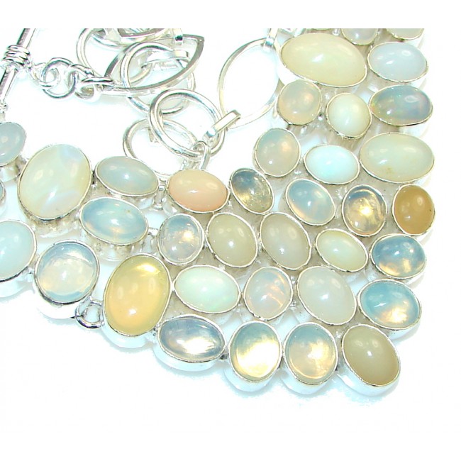 Large! Incredible Design Opalite Sterling Silver Necklace
