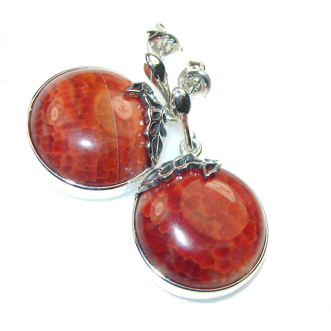 Amazing Mexican Fire Agate Sterling Silver earrings