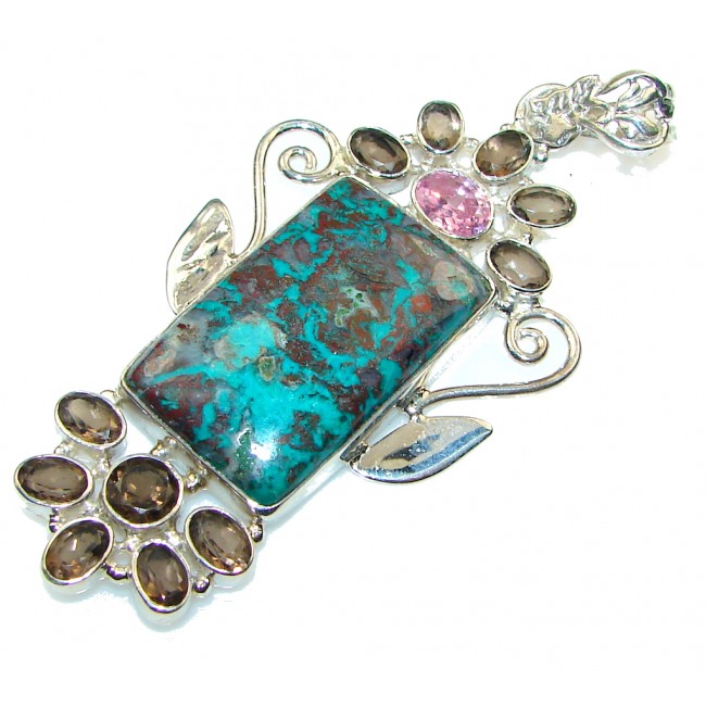 Big! Excellent!! Blue Chrysocolla Sterling Silver Pendant