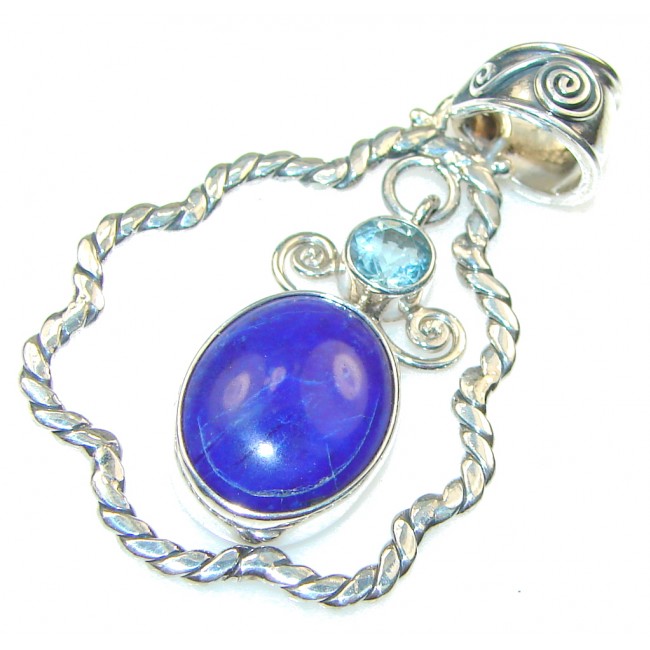 Perfect!! Navy Blue Lapis Lazuli Sterling Silver Pendant