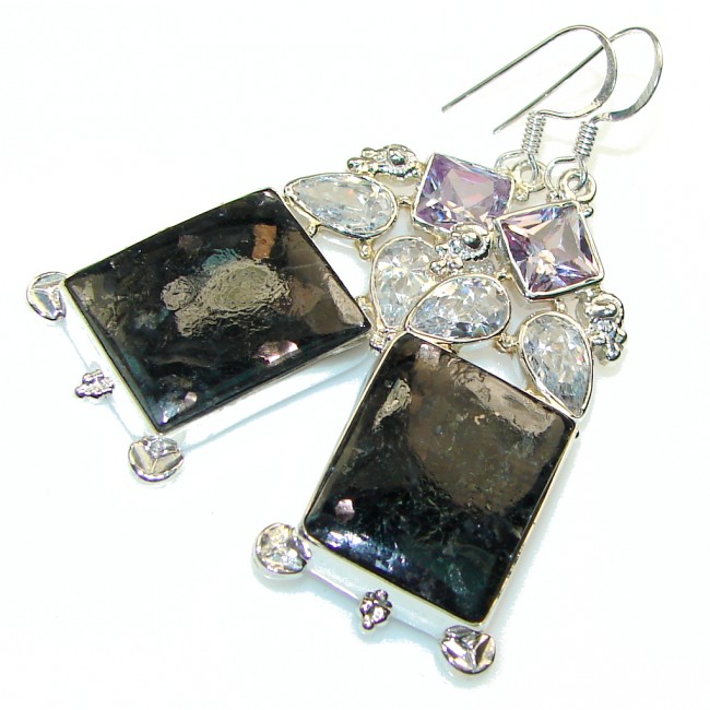 Fantastic!! Black Obsidian Sterling Silver earrings