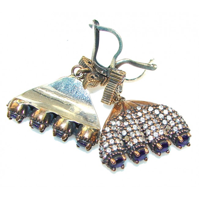 Stunning Design!! Blue Sapphire Quartz Sterling Silver earrings