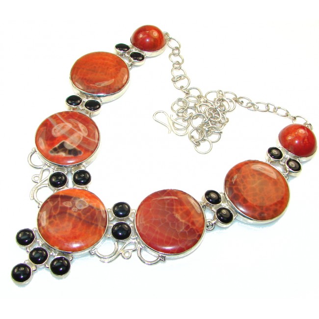 Aura Of Beauty!! Mexican Fire Agate Sterling Silver necklace