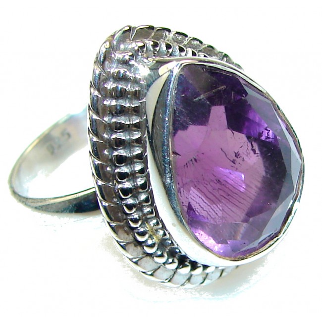 Simple!! Purple Amethyst Sterling Silver Ring s. 8 1/4