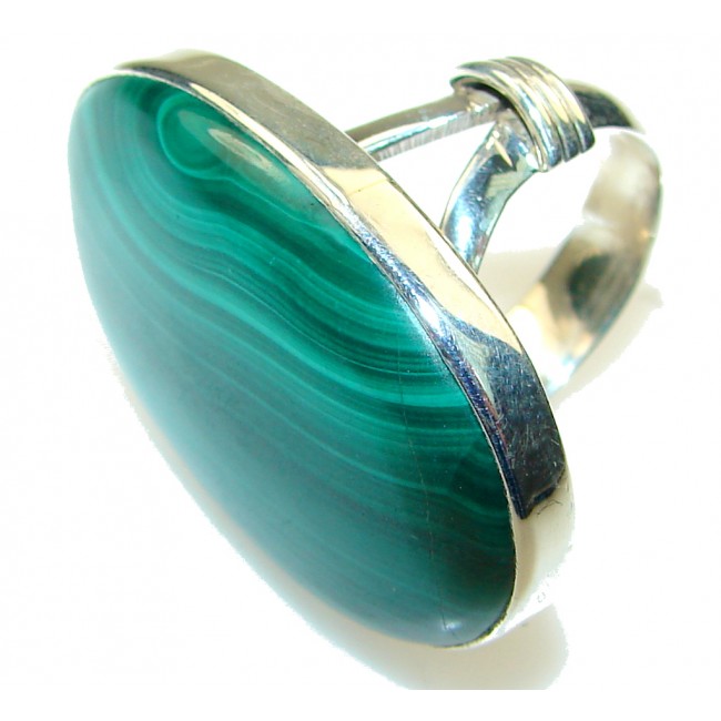 Perfect! AAA Green Malachite Sterling Silver ring s. 6