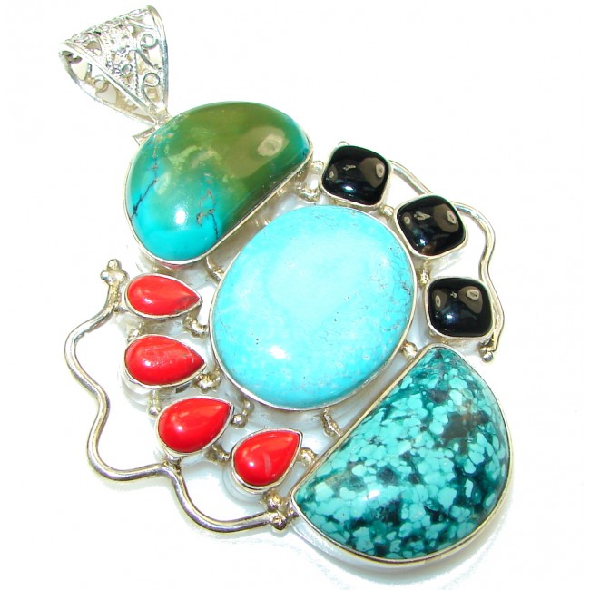 Large!! Fashion Turquoise Sterling Silver Pendant
