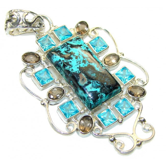 Excellent!! Blue Chrysocolla Sterling Silver Pendant