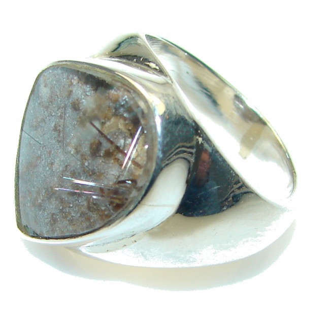 Stylish Brown Sandstone Sterling Silver ring s. 7 1/4