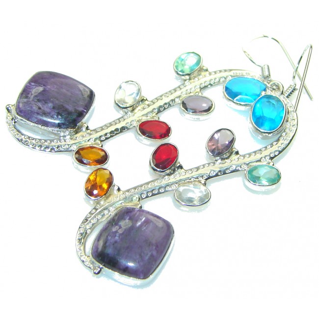 Energe Bloom!! Purple Charoite Sterling Silver earrings