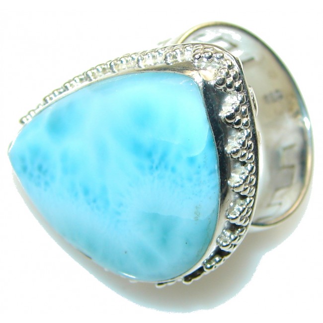 Gentle! Light Blue Larimar Sterling Silver Ring s. 10 1/4