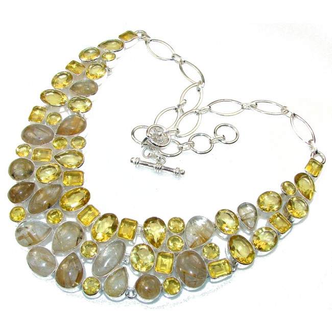 Love Attraction!! Golden Rutilated Quartz Sterling Silver necklace