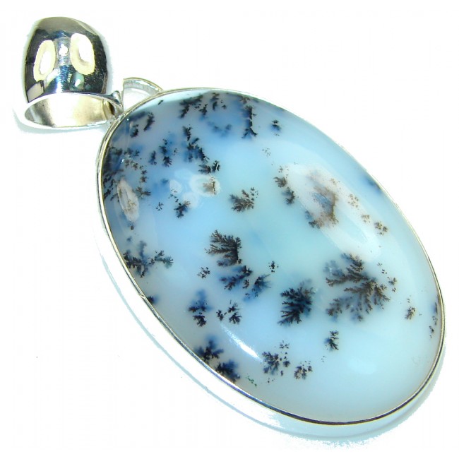 AAA Dendritic Agate Stone Sterling Silver Pendant