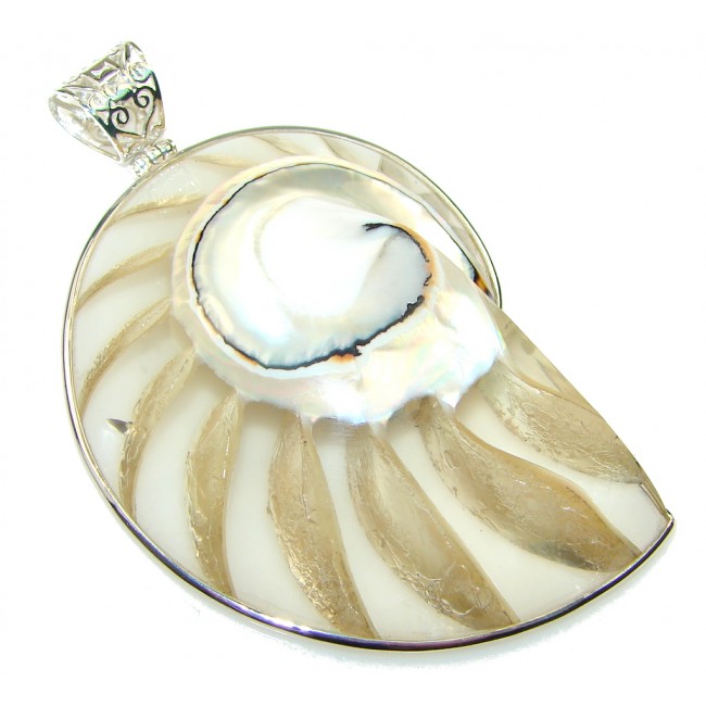 Big! Stylish Ocean Shell Sterling Silver Pendant
