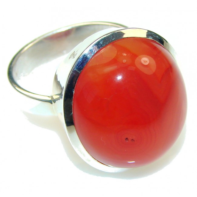 Big! Excellent Brown Carnelian Sterling Silver ring s. 8 1/4