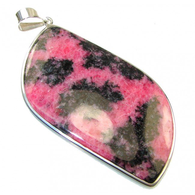 Large! Maya Dreams! Pink Rhodonite Sterling Silver Pendant