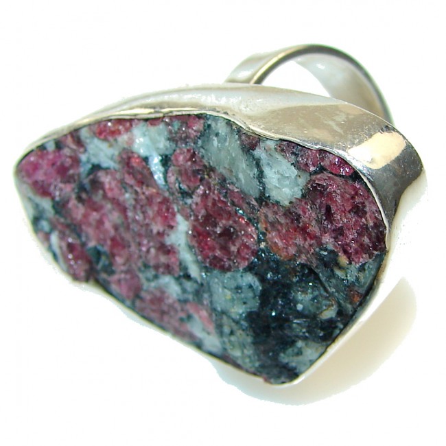 Big! Classic Rough Eudialyte Sterling Silver ring s. 8 1/4