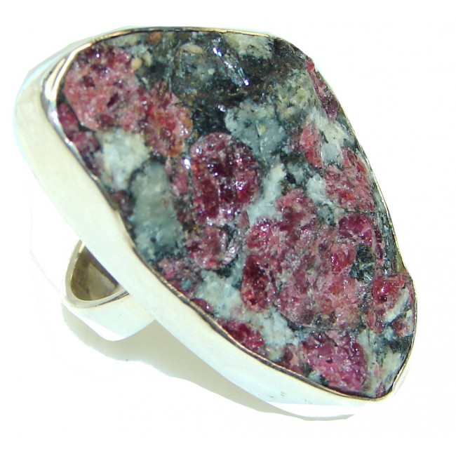 Big! Classic Rough Eudialyte Sterling Silver ring s. 8 1/4