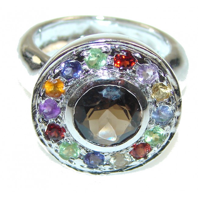 Spirit Of Peace! Brown Smoky Topaz Sterling Silver ring s. 8 1/2