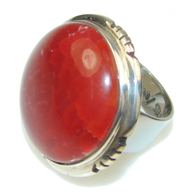 Secret Mexican Fire Agate Sterling Silver ring s. 7 1/2