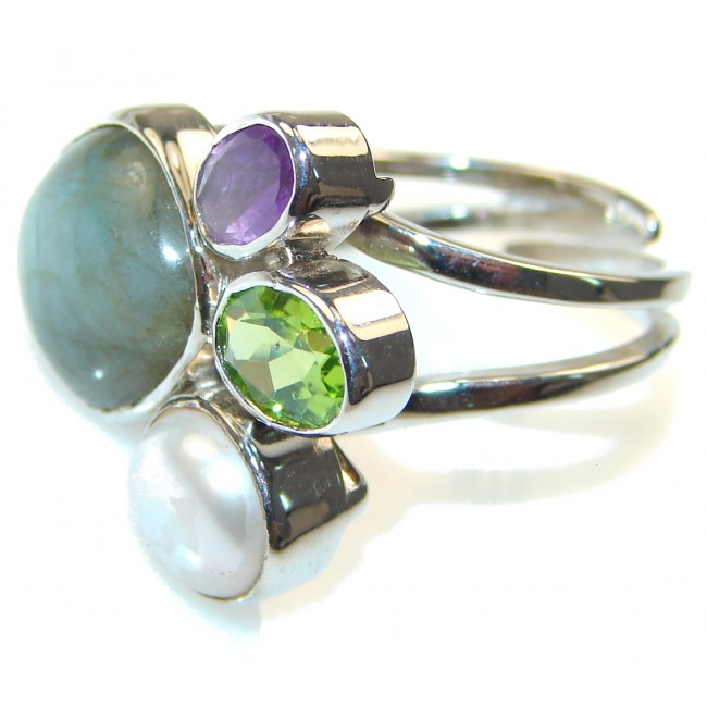 Pale Beauty Labradorite Sterling Silver ring s. 9- Adjustable