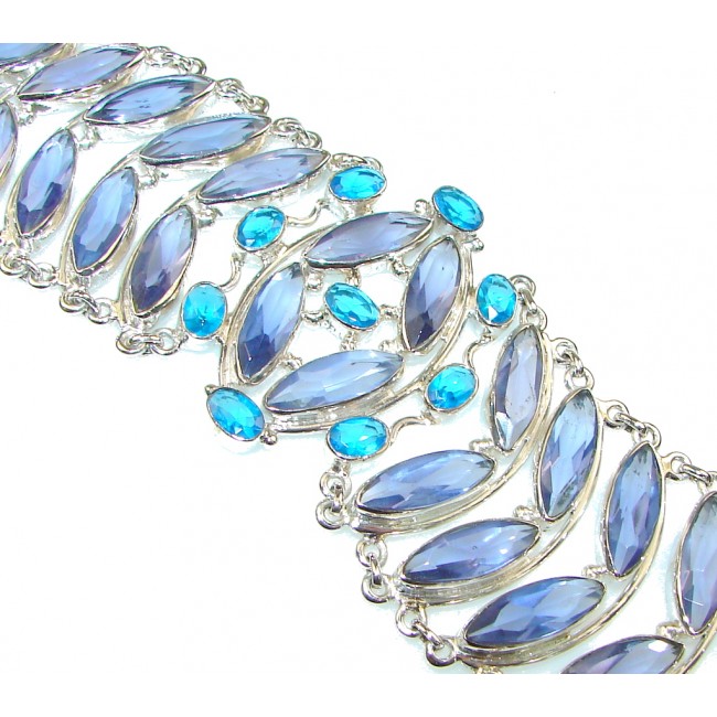 Delicate! Created Light Blue Tanzanite Sterling Silver Bracelet