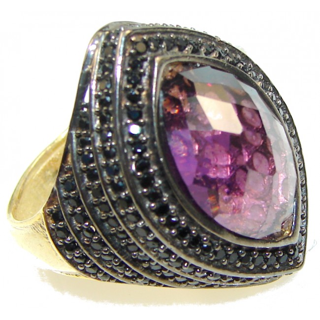 Gorgeous!! Purple Amethyst, Gold Plated Sterling Silver Ring s. 7 1/2