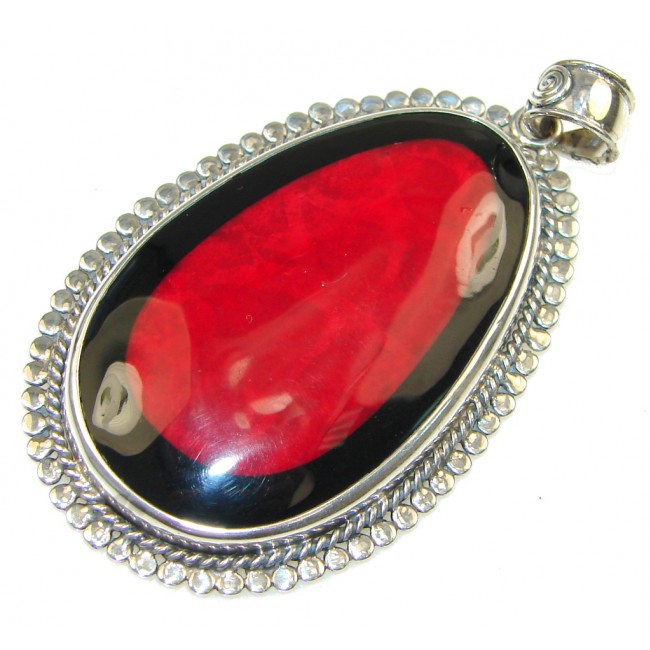 Lovely!! Red Fossilized Coral Sterling Silver pendant