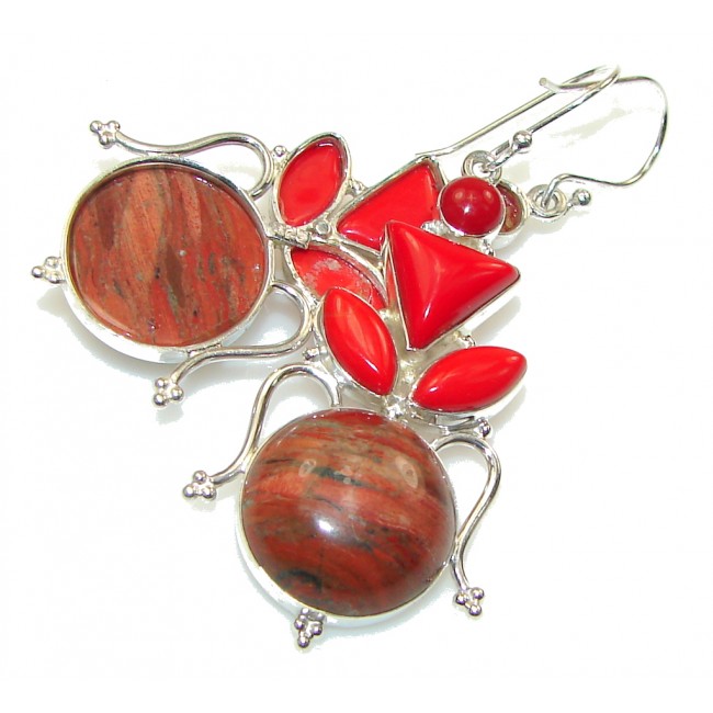 Natural Red Jasper Sterling Silver Earrings
