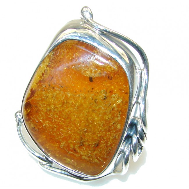 Big! Perfect Polish Amber Sterling Silver Ring s. 8 1/2