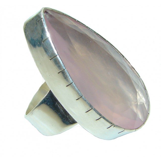 Giant Style Rose Quartz Sterling Silver Ring s. 10 1/2