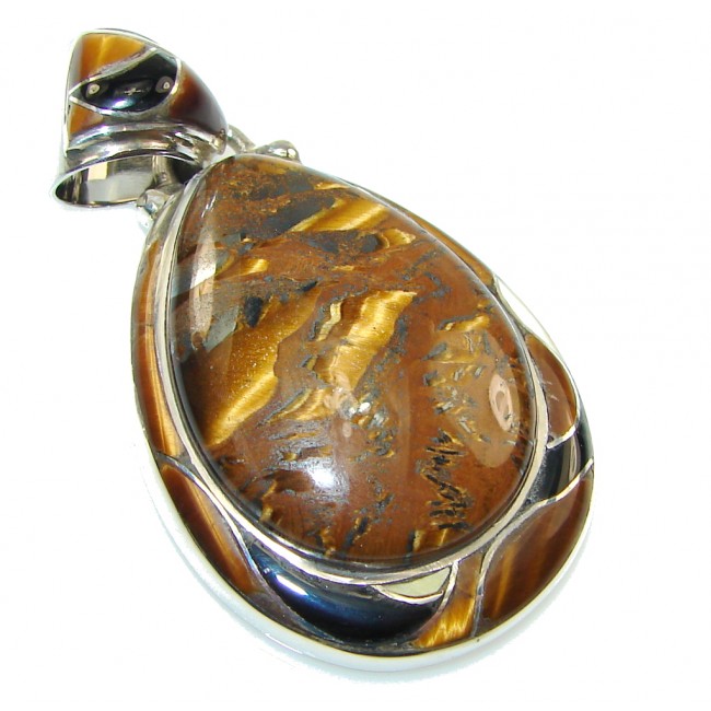 Perfect Golden Tigers Eye Sterling Silver Pendant
