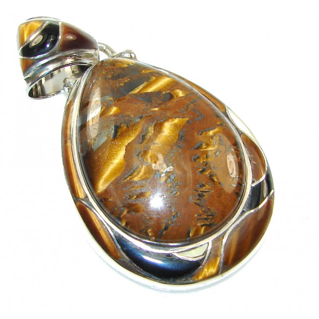 Perfect Golden Tigers Eye Sterling Silver Pendant