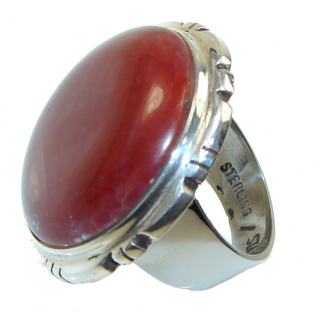 Secret! Mexican Fire Agate Sterling Silver ring s. 7 1/2