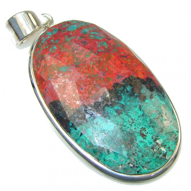 Faceted Red Sonora Jasper Sterling Silver Pendant