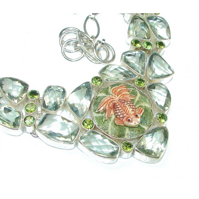 Lucky Frog Green Amethyst Sterling Silver necklace