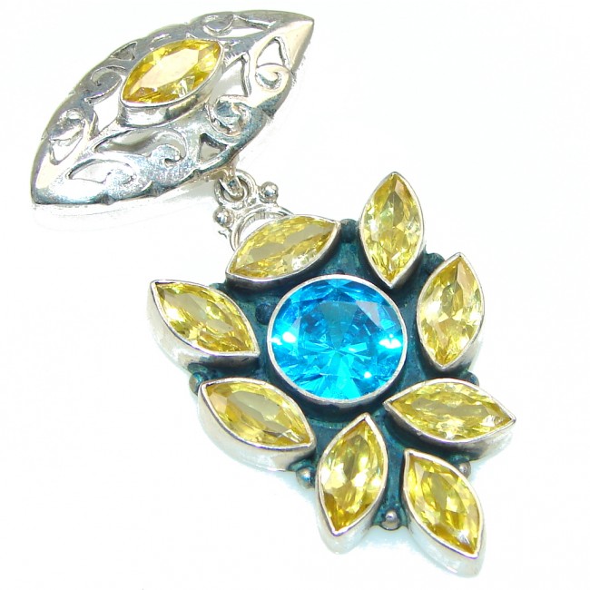 Vacation time! Yellow, Blue Quartz Sterling Silver Pendant