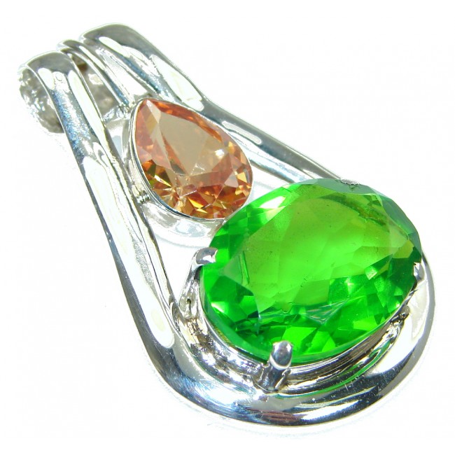 Tropical Glow! Created Green Peridot Sterling Silver pendant
