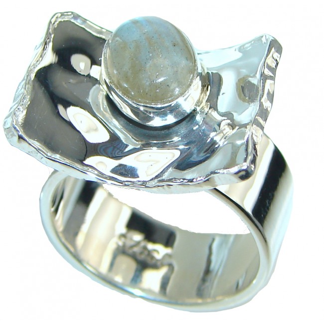 Modern Shimmering Labradorite Sterling Silver Ring s. 7 1/4