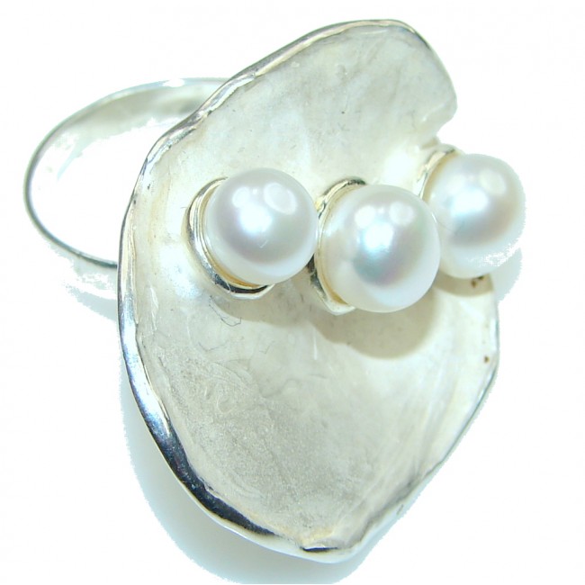 Big! Stunning Fresh Water Pearl Sterling Silver ring; 8 1/4