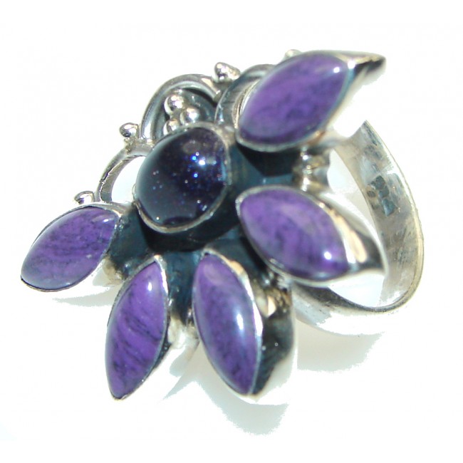 Excellent Purple Charoite Sterling Silver Ring s. 7