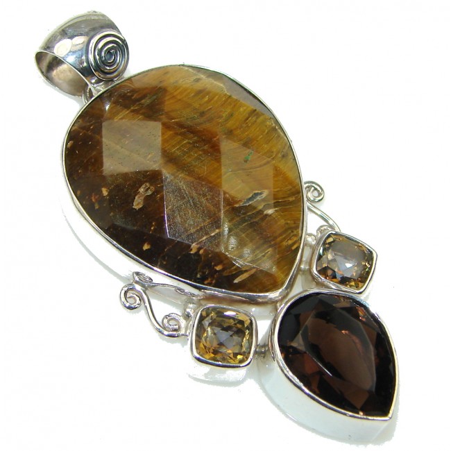 Distant Hills! Brown Tigers Eye Sterling Silver Pendant